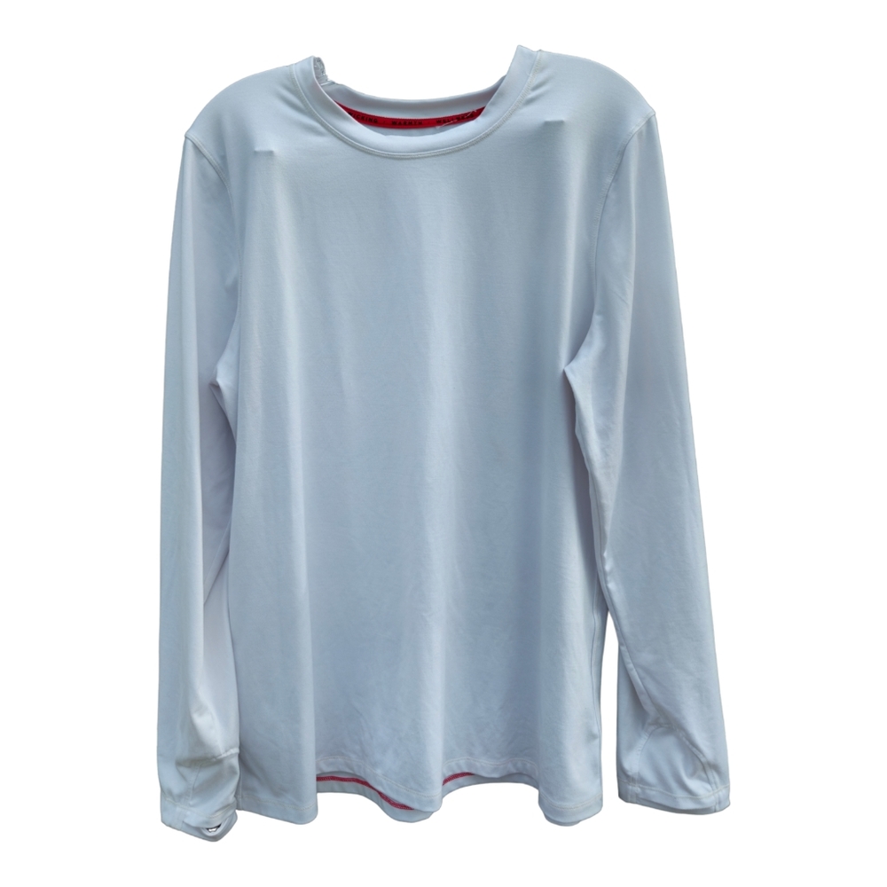 Cuddl Duds White Long Sleeve Shirt Medium Moisture Wicking Pullover Crew Neck